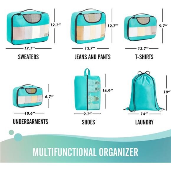 6 Set Packing Cubes for Suitcases, Travel Essentials for Carry on Luggage - Picture 6 of 7
